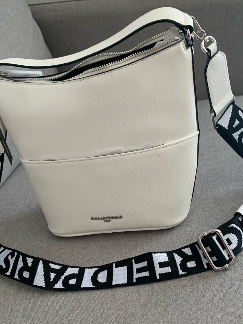 Karl Lagerfeld Cream Crossbody with Branded Strap - Picture 7 of 7